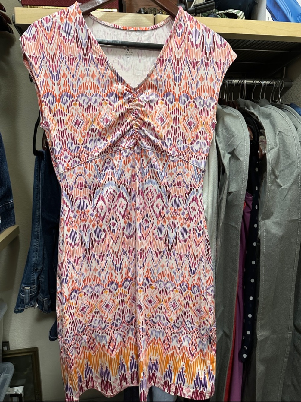 Title nine Colorful Ikat-Print V-Neck Summer Dress S